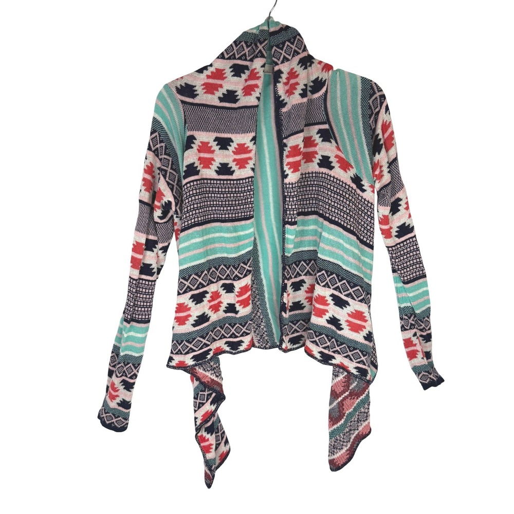 Red Camel Open Front Cardigan Women Aztec Southwestern Draped Sweater